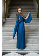 Scarlett - különleges, petrol maxi ruha keresztezett hátrésszel.