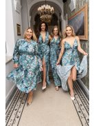 Dia – felgombolható hosszú ujjú maxi ruha mintás, light szatén anyagból 