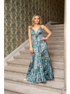 Zelma – spagetti pántos, mély dekoltázsú mintás maxi ruha.