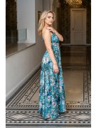 Zelma – spagetti pántos, mély dekoltázsú mintás maxi ruha.