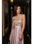 Gladys – maxi ruha, színes, flitteres felsőrésszel, elasztikus púder szoknyával 