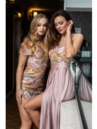 Ingrid – színes, flitteres, vállnélküli mini ruha.