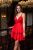 Abigél – átlapolt mellrészű piros mini ruha elasztikus anyagból tüllös szoknya résszel