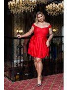 Inez – ráncolt felsőrészű, romantikus ujjú, piros színű mini ruha.