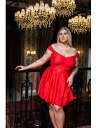 Inez – ráncolt felsőrészű, romantikus ujjú, piros színű mini ruha.