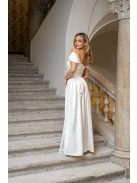 Rebeka - húzott maxi szoknya, fehér, szatén anyagból