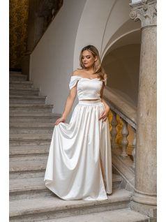 Rebeka - húzott maxi szoknya, fehér, szatén anyagból.