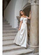 Rebeka - húzott maxi szoknya, fehér, szatén anyagból