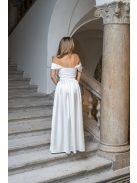 Rebeka - húzott maxi szoknya, fehér, szatén anyagból
