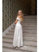 Audrey - szív kivágású maxi ruha fehér színben szatén anyagból