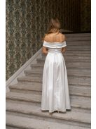 Audrey - szív kivágású maxi ruha fehér színben szatén anyagból