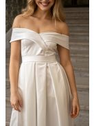 Audrey - szív kivágású maxi ruha fehér színben szatén anyagból