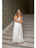 Audrey - szív kivágású maxi ruha fehér színben szatén anyagból