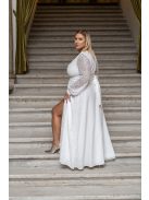 Daisy – átlapolt, hosszú ujjú muszlin maxi ruha csipkével.