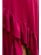 Bianka– sötétmályva muszlin alkalmi ruha aszimmetrikus fodros szoknyával