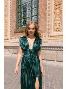 Johanna sötétzöld pliszírozott alkalmi ruha - Elegáns estélyi ruha