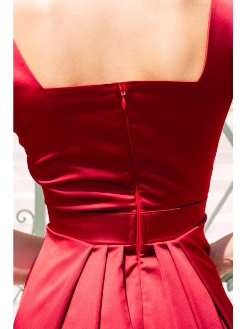 Maya bordópiros szatén alkalmi ruha - Elegáns maxi ruha