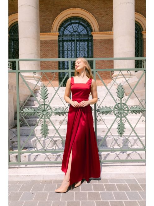 Maya bordópiros szatén alkalmi ruha - Elegáns maxi ruha
