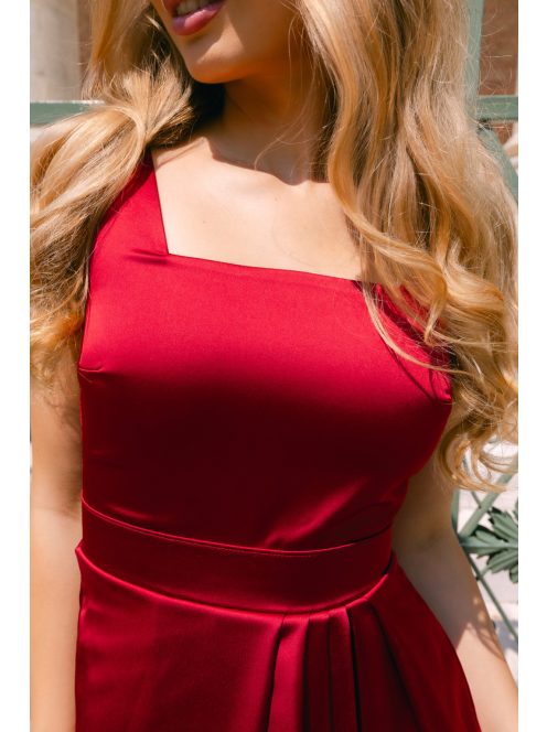 Maya bordópiros szatén alkalmi ruha - Elegáns maxi ruha