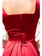 Maya bordópiros szatén alkalmi ruha - Elegáns maxi ruha