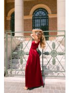 Maya bordópiros szatén alkalmi ruha - Elegáns maxi ruha