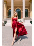 Maya bordópiros szatén alkalmi ruha - Elegáns maxi ruha