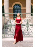 Maya bordópiros szatén alkalmi ruha - Elegáns maxi ruha