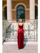 Maya bordópiros szatén alkalmi ruha - Elegáns maxi ruha