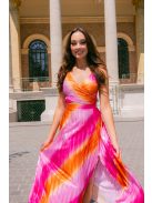 Yvonne - színes pliszírozott midi ruha spagetti pánttal 