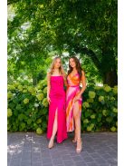 Yvonne - színes pliszírozott midi ruha spagetti pánttal 