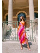 Yvonne - színes pliszírozott midi ruha spagetti pánttal 