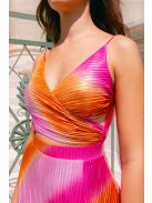 Yvonne - színes pliszírozott midi ruha spagetti pánttal 