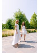 Frida fehér jacquard mini ruha - Ejtett váll, rakott mini szoknya