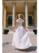 Boundless - fehér jacquard maxi ruha ejtett vállakkal és aszimmetrikus szoknyával