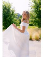 Boundless fehér jacquard maxi ruha - Ejtett váll, aszimmetrikus szoknya