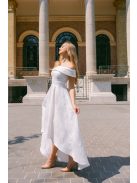 Boundless - fehér jacquard maxi ruha ejtett vállakkal és aszimmetrikus szoknyával