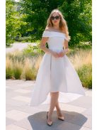 Boundless fehér jacquard maxi ruha - Ejtett váll, aszimmetrikus szoknya