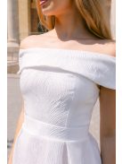 Boundless fehér jacquard maxi ruha - Ejtett váll, aszimmetrikus szoknya