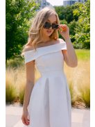 Boundless fehér jacquard maxi ruha - Ejtett váll, aszimmetrikus szoknya