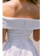 Boundless fehér jacquard maxi ruha - Ejtett váll, aszimmetrikus szoknya