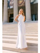 Lia - fehér színű matt anyagú maxi ruha keresztezett felsőrésszel és nyakban megkötős pánttal