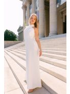 Lia - fehér színű matt anyagú maxi ruha keresztezett felsőrésszel és nyakban megkötős pánttal