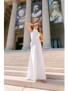 Lia fehér matt anygú maxi ruha - Keresztezett felsőrész, nyakban megkötős