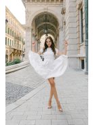 Andrea – fehér szatén mini ruha polgári esküvőre