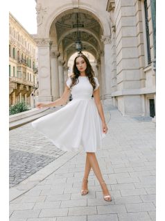 Andrea – fehér szatén mini ruha polgári esküvőre