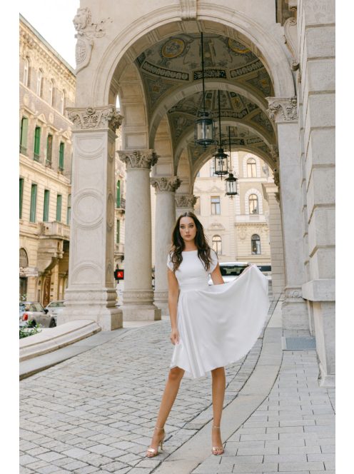 Andrea – fehér szatén mini ruha polgári esküvőre