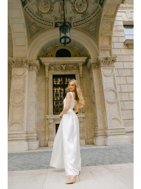 Maya – fehér szatén maxi esküvői ruha polgári szertartásra