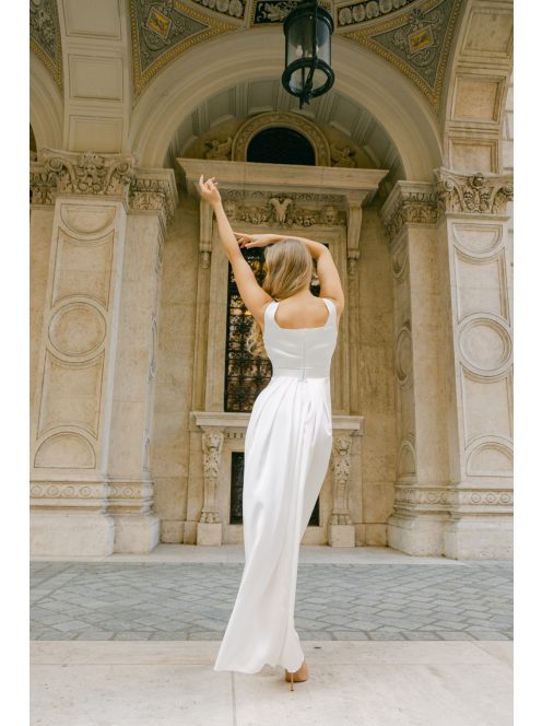 Maya – fehér szatén maxi esküvői ruha polgári szertartásra
