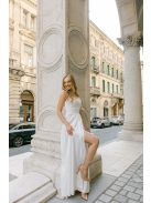 Maya – fehér szatén maxi esküvői ruha polgári szertartásra