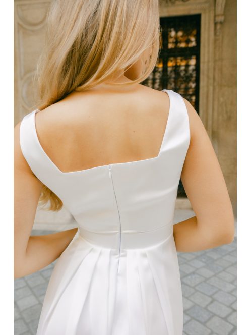 Maya – fehér szatén maxi esküvői ruha polgári szertartásra